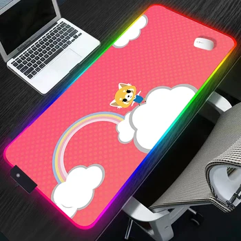 Najnovejše RGB Anime Aggretsuko Gaming MousePad Velike Zaklepanje Rob Hitrost Igre Igralec LED Mouse Pad Mehko Laptop Notebook Mat CSGO