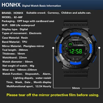 HONHX Luksuzni Mens Digitalni LED Watch Datum Šport Moški Prostem Elektronski Watch Šport Gledam relogio masculino часы мужские часы