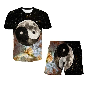 3D tiskanih otroška T-shirt otrok sky star astronavt dva kosa iz kul fant suknjič hlače dekle moda ulica oblačila