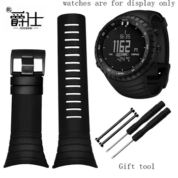 Mehke Silikonske Watchband Black Poseben Vmesnik Manšeta Zamenjava Pasu Za Suunto Core Serije Gume Šport Gledam Verige