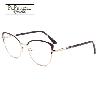 2019 Mačka Oči Ženska Eyeglass Okvir Očal Okvir iz Nerjavečega Jekla Kovinskih Očal Dva-barva Obrvi Optični Recept Očala
