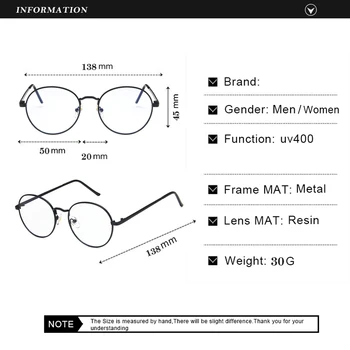 Okrogle Kovinske Anti Modra Očala Okvir Optičnega Mens Jasno Očala Okvir Ženske Branje Računalnik Eye Glasses Okvir Gafas Oculos