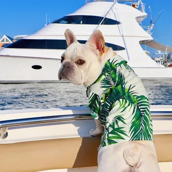 Hawaiian Oblačila za Pse, Summer Beach Green Leaf pes srajce za pse Hlajenje Oblačila Telovnik Tshirt Za Mačka Buldog Corgi Shiba kostum
