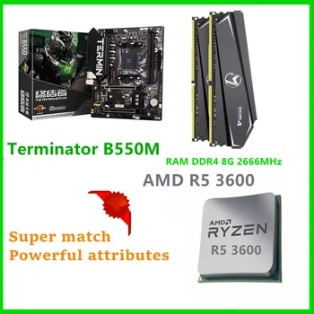 MAXSUN Desktop Motherboard Combo Terminator B550M RAM DDR4 8G 2666MHz×2=16 G M. 2 SATA SSD CPU R5 3600 Nova, vendar brez hladilnika