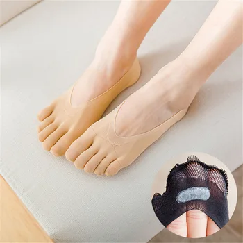 Ženske Poletne Pet prstov Nogavice Ženske Ultrathin Udobno Toe sokken s silikonsko Dihanje brez trenja Nevidne Nogavice