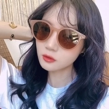 2020 Novi korejski Retro Cat Eye sončna Očala Ženske Modni Divje Krog Okvir sončne Očala za Moške blagovne Znamke Oblikovanja Trend Ogledalo Sunglass UV400