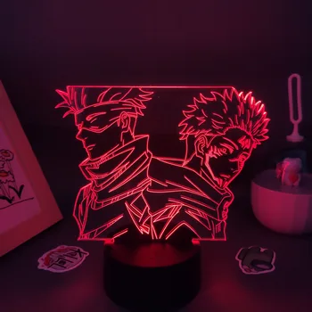 Anime Jujutsu Kaisen Slika Satoru Gojo In Yuji Itadori 3D LED Sijalka RGB Nočne Luči Spalnica Namizni Dekor Rojstni dan Manga Darila