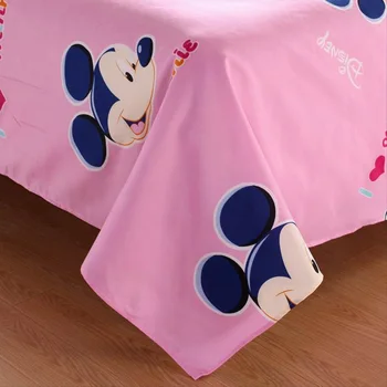 Disney 4pcs Posteljnina Nabor Srčkan Mickey Miške Minnie Dekleta Fantje Twin Kraljica Rjuhe Kritje Pillowcases Flatsheet za 1,2 m 1,5 1,8 m Postelja