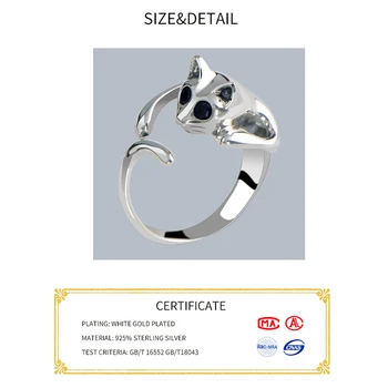 925 Sterling Silver Obroči za Ženske mačka Okrogle oblike Geometrijske 925 Silver Fine Nakit Minimalističen Darilo