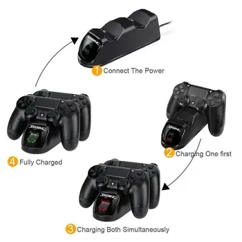 Za PS4 Krmilnik Polnilnik Dock Dvojno USB Hitro Polnjenje Stojalo Postaje priključne Postaje Za Playstation 4 PS 4 Slim Krmilnik za Igre Palčko