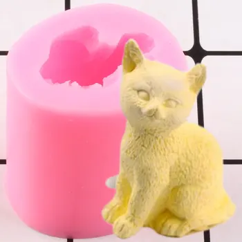 3D Obrti Ljubko Malo Mačka Sveča Silikonsko Plesni DIY Ročno izdelana Mila Plesni Torta Dekoraterstvo Orodja Sladkarije Gline Čokolada Gumpaste Plesni