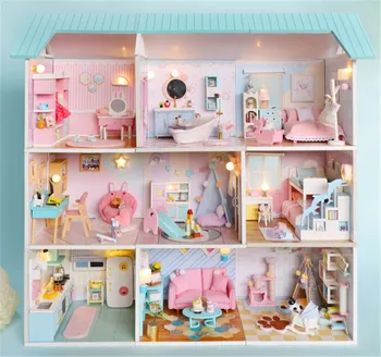 Lahko Kombinirajo Prosto Srčkan Lutka Hiša Pohištvo Brezplačno Prah Zajemajo Devet Modelov Diy Mini Lesene Lutke Igrače Za Otroke