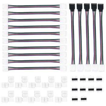 10 mm širina RGB LED Trakovi oprema Komplet: Brezplačno Spojka konektor, kabel podaljšek, 4Pin moški priključek