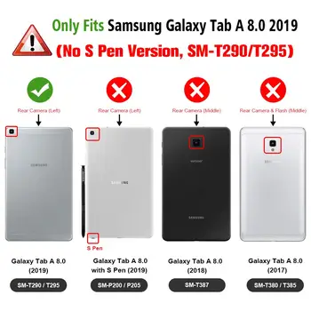 Novo Coque za Samsung Galaxy Tab A 8.0 2019 SM-T290 T295 T297 Primeru Rotacije 360 Smart PU Ohišje za Samsung Tab A 8.0 T290 Pokrov