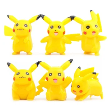 Nov Slog 6pcs/set 4 cm Mini igrača Risanka lutke Pikachu Slika Pokemon Številke anime Pvc figuric rojstni dan Igrače za Otroke