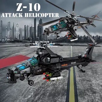 BZDA Vojaške Policije Z-10 Oboroženi Helikopter gradniki Swat Sile Letalo Model Opeke Izobraževanje Številke Opeke Otroci Igrače