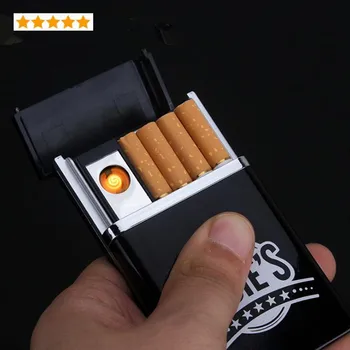 Paket 8 KOSOV Cigaret Primeru Lažji USB, Polnjenje Cigaretni Vžigalnik Windproof Brezplamensko Elektronski Vžigalnik Za Kajenje Tobaka