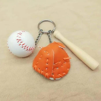 Mini Tri-kos Rokavice za Baseball Lesen Bat Keychain Športni Avto Ključnih Verige Key Ring Darilo Za Moškega, Ženske na Debelo