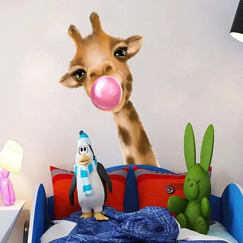 Pihanje Mehurčkov Žirafa Stenske Nalepke za Otroke, soba za Otroke, Soba Stenski Dekor Okolju prijazno Vinil Stene Decals je Doma Dekor Freske