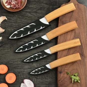Zdravo Bambusa Ročaj Keramični Kuhinjski Nož Set Eco-Friendly 3