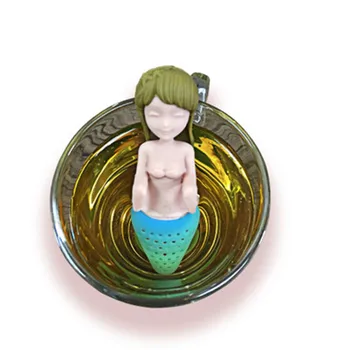 Ponovno silikonski čaj nabor ustvarjalnih morska deklica čaj, set set morska deklica čaj, kavo silikonski čaj drainer silikonski čaj cedilo šatulji