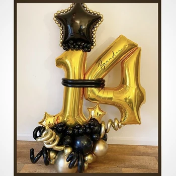 1set Gold Black Birthday Balon Nastavite Z 32inch Število Balon Za Odrasle 18 0 30 40 50 Let, Rojstni dan Dekoracijo Novo Žogo