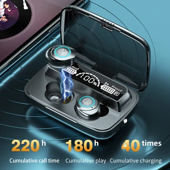 3500 mAh M17 TWS Brezžična tehnologija Bluetooth HiFi Klic Slušalke LED Zaslon za Šport Nepremočljiva Čepkov Stereo Slušalke Z Mikrofoni