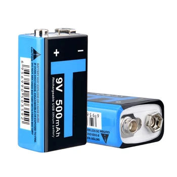 Baterije 9 Volt Litijevih Baterij za ponovno Polnjenje z Micro USB Universal 500mAh Li-ion Celice Uporabljajo za Interkom Mikrofon