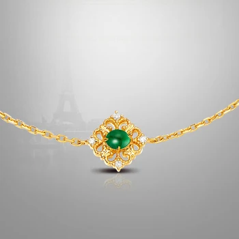 Naravni Smaragdno Zapestnica Za Ženske Luksuzni 24k Rumeno Zlato Zelene Gemstone Diamond Čar Zapestnice Votlih vdelan cirkon Strani Verige
