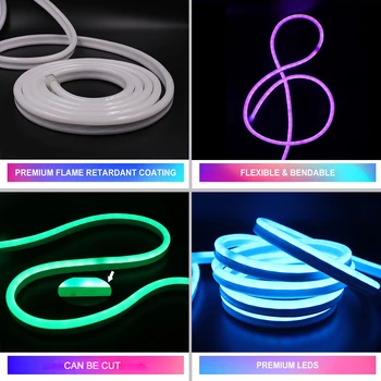 220V Flex LED Neon Vrv Svetlobe Bluetooth RGB LED Trakovi Luči Prilagodljive Neon Vrv Waterpoor Zaprtih prostorih, na Prostem za Počitnice Doma Dekor