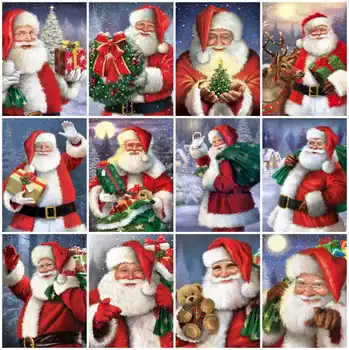 AZQSD Božič Barvo S Številko Santa Claus Sliko Olje, Barvanje Z Številkami Akril HandPainted Doma Dekor Darilo Wall Art