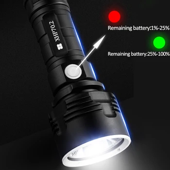 LED Svetilka XHP70.2 Super Zmogljiv USB Taktično Svetilko L2 Žarnico, Flash za ponovno Polnjenje 26650 Baterije Luč Za Kampiranje In Ribolov