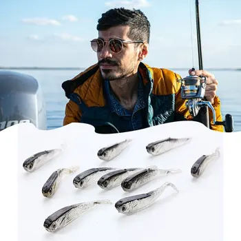 10 kos Mehki Silikonski model ribolov vab Vabe za Ribolov Orodje Fluke Rib Fishing Lure Morske Vab