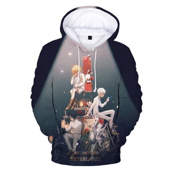 Obljubljena Neverland 3D Tiskanih Hoodies Moški Ženske Modni Pulover Harajuku Stlye Anime Sweatshirts Oversize Vrhovi