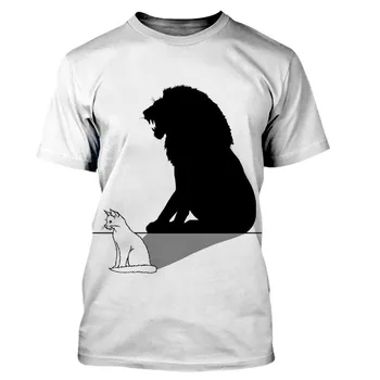 Črna in bela 3D tiskanje par T-srajce za moške in ženske, poletje kratka sleeved vrhovi, zabavno živali svoboden vrhovi