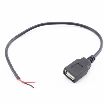 30 cm Napajalni Kabel 2 Pin USB 2.0-A Ženski moški 4 pin žico Priključek za Polnilnik za polnjenje Kabel Podaljšek Priključek DIY 5V line
