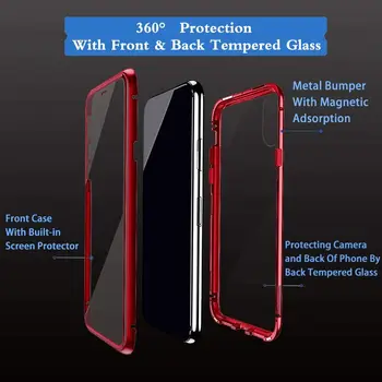 Magnetni Primeru za Xiaomi Mi Opomba 10 Lite 10 Pro Pokrov Metal Odbijač z Dvojno Stranicami, Kaljeno Steklo 360° Zaščitna Funda Coque