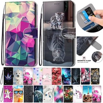 Flip Usnjena torbica Za Samsung Galaxy J5 2016 J510 Fundas 3D Denarnice za Kartico sim Stojalo Knjigo Kritje Lev, Tiger Naslikal Coque J510F