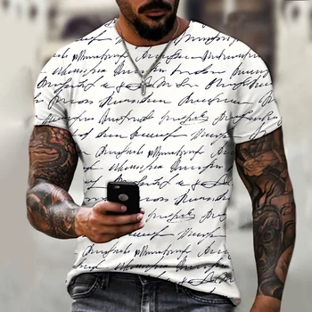 Seksi oblikovalec Ročno poslikane pismo tiskanja Ulica trend T-shirt za moške poletne krog vratu kratek rokav Street Fashion majica s kratkimi rokavi