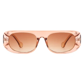 2021 retro slogu pravokotni sončna očala za ženske PC okvir ovalne pregledna očala ženska rjava roza uv400 vroče prodaje