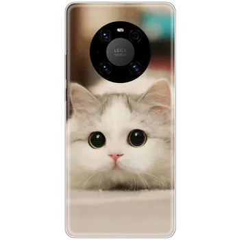 Ohišje za Huawei Mate 40 Pro Mate40 Silicij Luštna Mačka Oblikovanje Preglednih Mehko Tpu Popolna Zaščita Proti padcu Trajne Opremljena Primerih