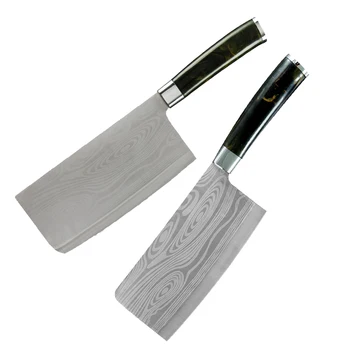 7Inch Kabelski Nož iz Nerjavečega Jekla Laser Vzorec Kuhinje Kuhar Cleaver Mesar Meso, Ribe, Kuhanje Nož Oster Nož Slicer