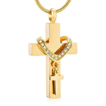 Najbolj Priljubljena dvojni Križ iz Nerjavečega Jekla Memorial Ogrlica Za Pepel Ljubljeno osebo Spominek Upepelitev Nakit za Ženske