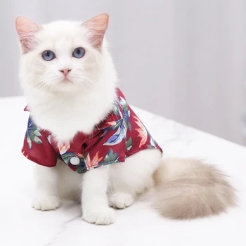 OBLJUBI, Pes, Majice, Obleke Poletje Plaža Oblačila Telovnik Pet Oblačila Cvetlični T-Shirt Hawaiian Za Mala Velika Mačka Pes Chihuahua Srčkan