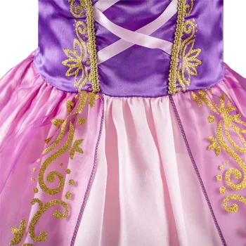 Otrok Rapunzel Obleko Poletje Stranka Princesa Fancy Kostum za Dekleta Božič, Rojstni dan Zapleten Prikrivanje Karneval Oblačila z Lasuljo