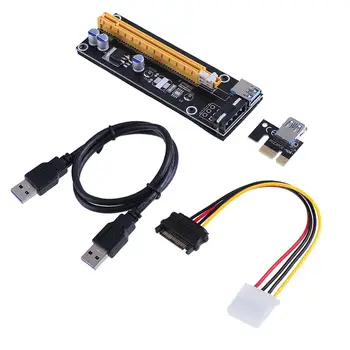 60 cm USB3.0 PCI-E Riser Card SATA 15Pin Moški 4Pin Moč 1X/PCIe 16X razširitveno napravo Poklicno Rudarsko Orodje za Bitcoin Rudar-006
