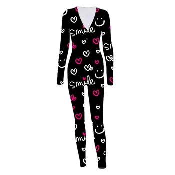 2021 Ženske Jumpsuit Pižamo Dolge Hlače Onesie Pižamo z Nazaj Funkcionalne Buttoned Zavihek Dolg Rokav Obleka, Sleepwears J60