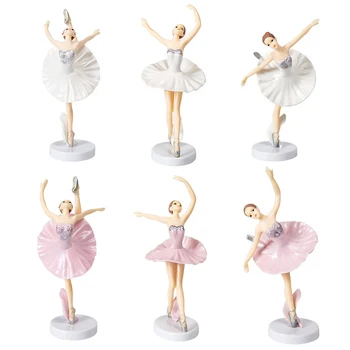 Podstavek Ballet Dekle Za Rojstni dan Torta Plesalka Ornament Belo Roza 3pcs Plastičnih Balerina Sladica Tabela Dekoracijo