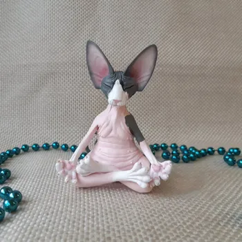 12 cm Mačka Meditirati Kip Zbirateljske Figurice Mini Dekor Sphynx Namizno Dekoracijo Živali Model Slika Dom Dekor Sfinga