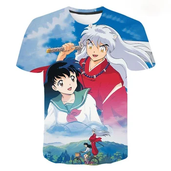 Anime Inuyasha 3d printed majica s kratkimi rokavi Moški/ženske Modni Priložnostne Harajuku Slog Priljubljena Majica Kratek Rokav Ulične Vrhovi